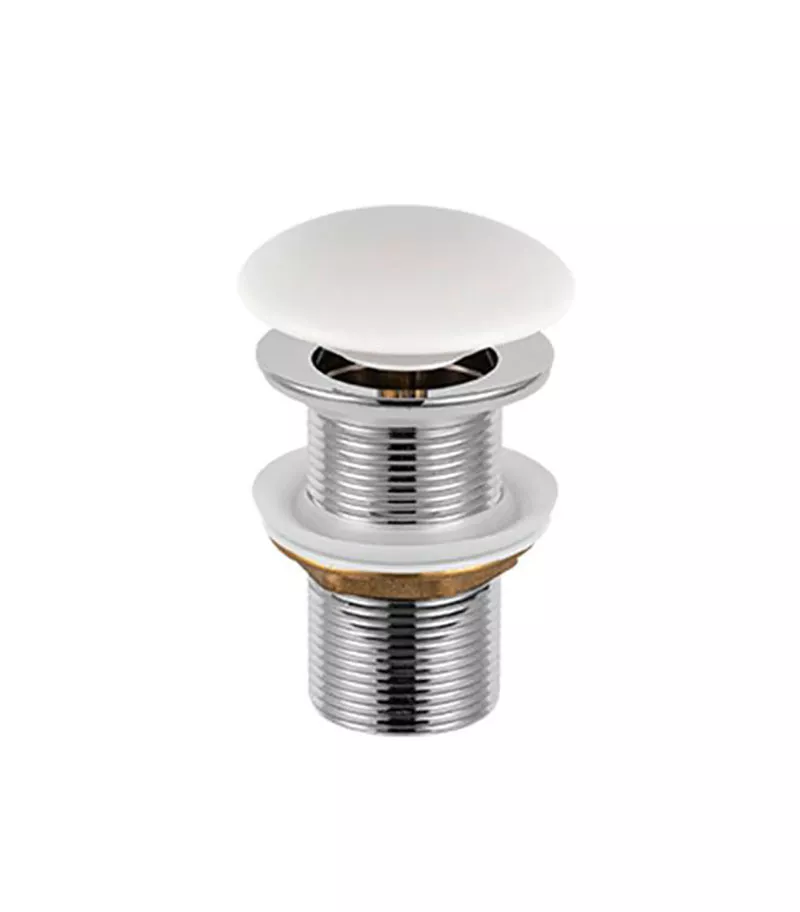 32mm White Ceramic Top Pop Up Waste Non Overflow