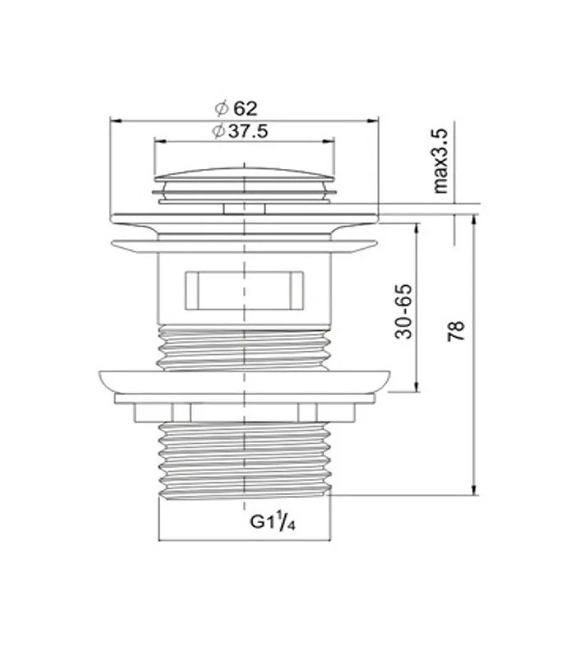 Specification For 32mm Ceramic Top Pop Up Waste With Overflow