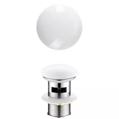 32mm Gloss White Ceramic Top Pop Up Waste With Overflow