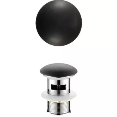 32mm Matt Black Ceramic Top Pop Up Waste With Overflow