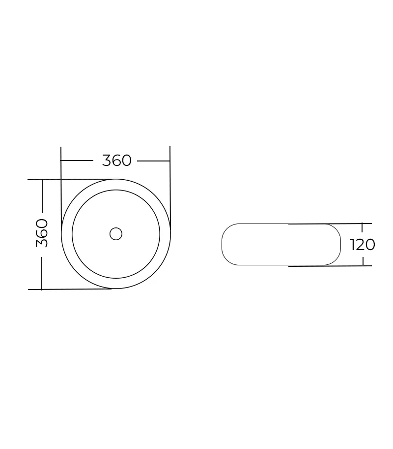 Cove 360mm Curved Round Above Counter Ceramic Basin Specification