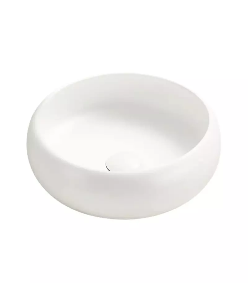 Cove 360mm Matt White Curved Round Above Counter Ceramic Basin