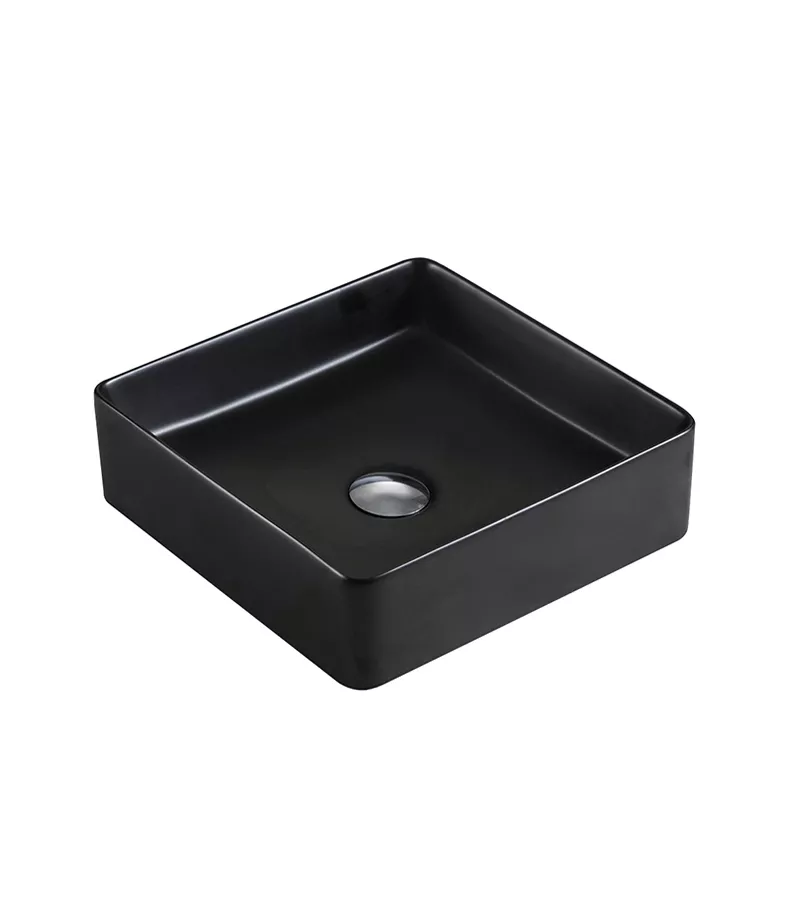 Cove 370mm Matt Black Square Above Counter Ceramic Basin