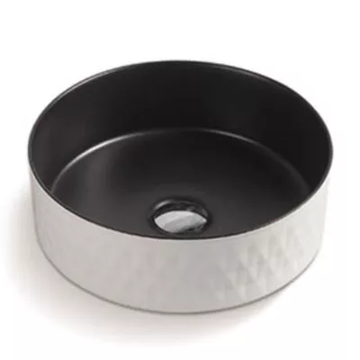360 x 360 x 120mm Matt Black and White Round Above Counter Basin