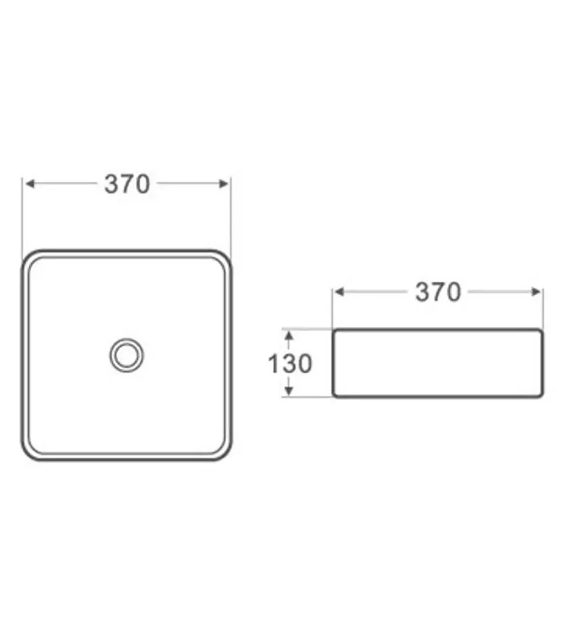 370 x 370 x 130mm Matt Carrara Square Above Counter Ceramic Basin