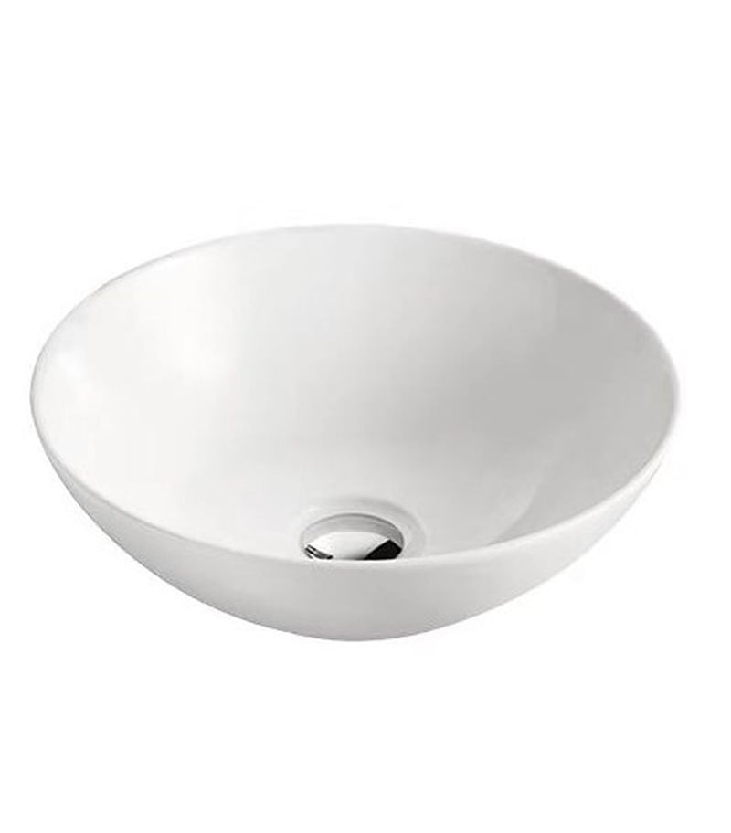 405 x 405 x 130mm Gloss White Round Ultra Slim Above Counter Ceramic Basin