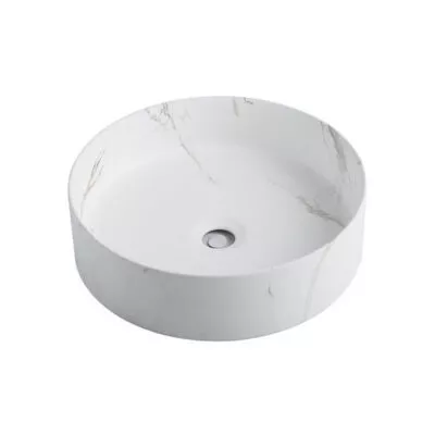 Nova 394mm Matt White Carrara Round Above Counter Ceramic Basin