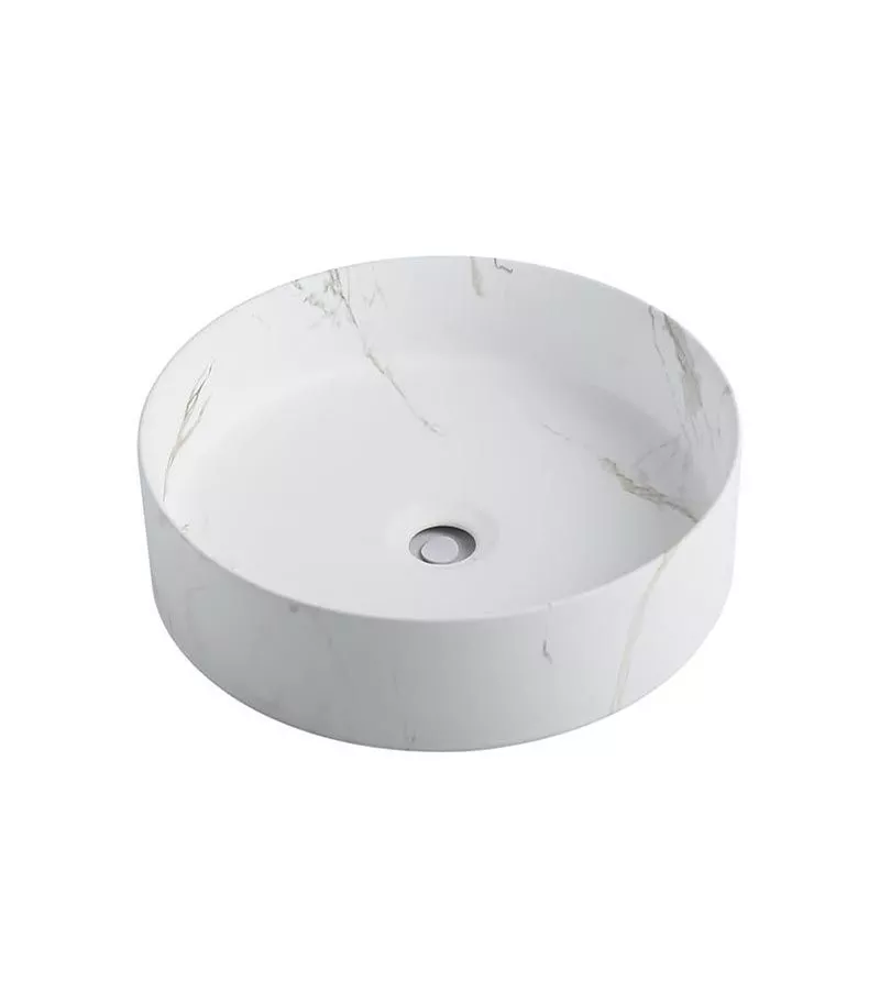 Nova 394mm Matt White Carrara Round Above Counter Ceramic Basin