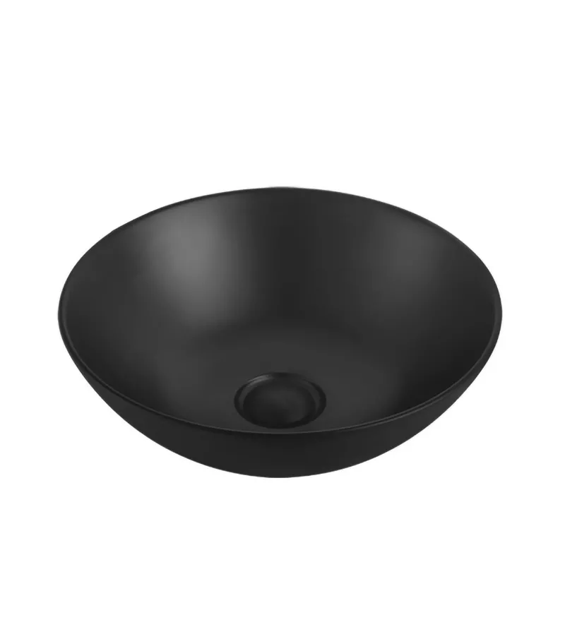 Nova 400mm Matt Black Round Above Counter Ceramic Basin