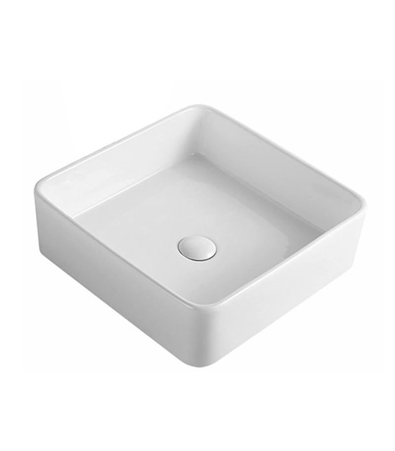 415 x 415 x 135mm Gloss White Square Ultra Slim Above Counter Ceramic Basin