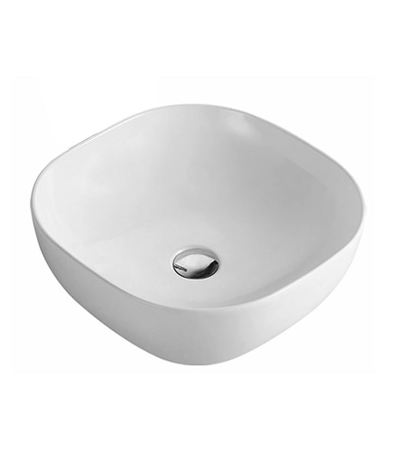 420 x 420 x 140mm Gloss White Ultra Slim Square & Curved Above Counter Ceramic Basin