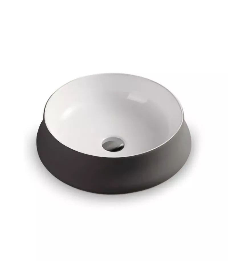 455 x 455 x 155mm Dark Grey Round Ceramic Above Counter Basin