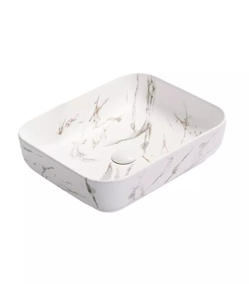 Rosa Matt Carrara Rectangle Above Counter Ceramic Basin