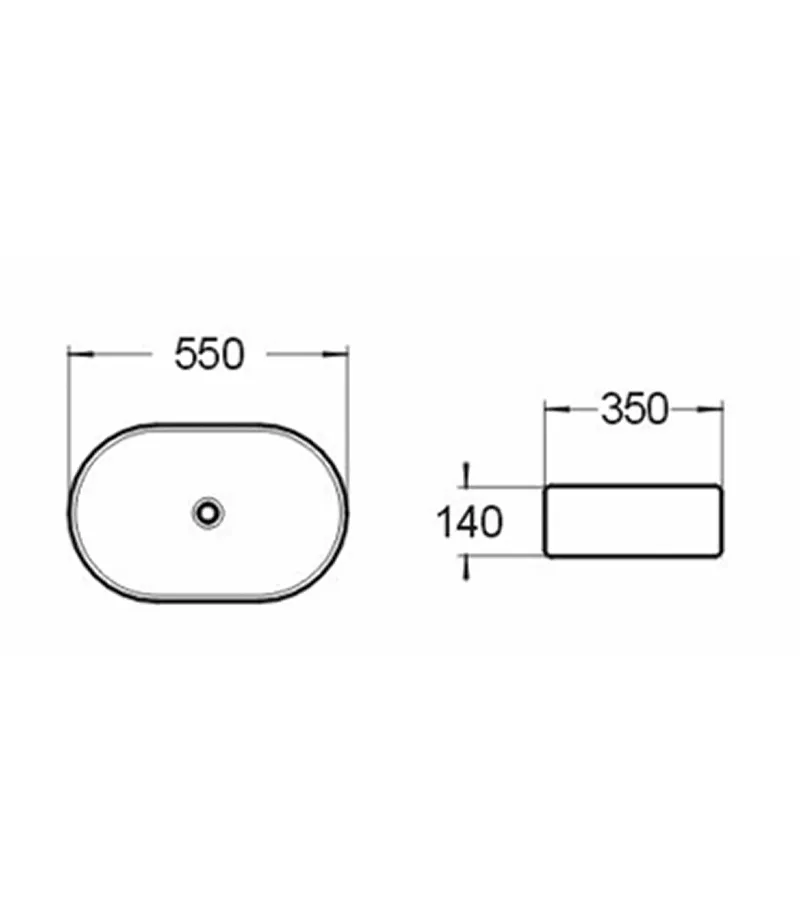 550 x 350 x 140mm Gloss Black Oval Above Counter Basin