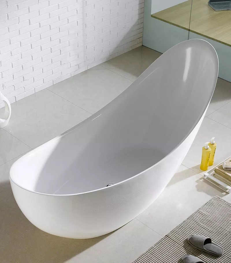 Posh Highback Freestanding Bathtub - Matt White Topview