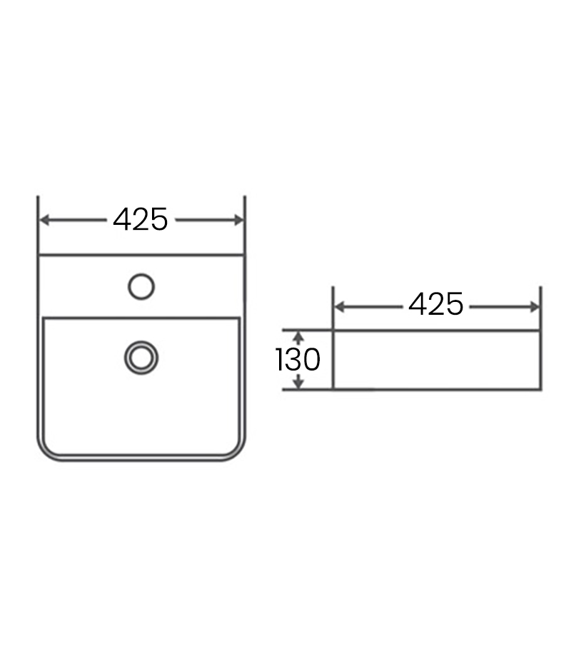 Nova Matt White Square Ceramic Above Counter Basin PW4242 specification