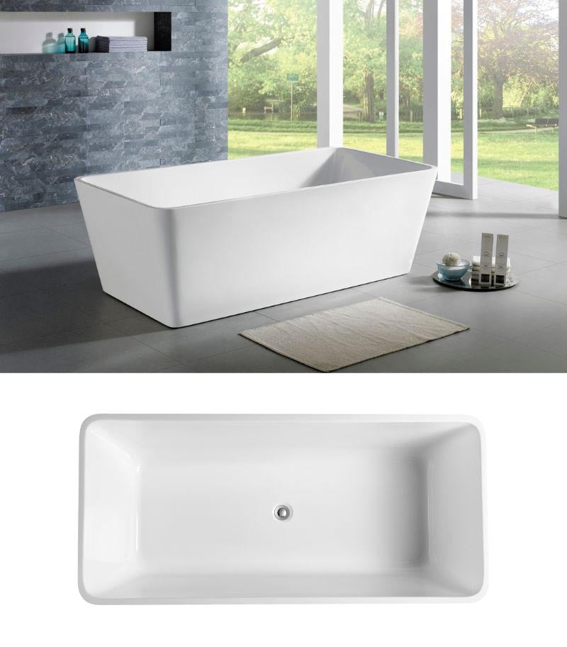 Cube Freestanding Bathtub - Gloss White Lifestyle and Topview