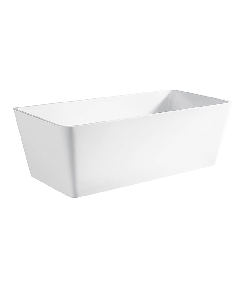 1195X670X580mm Cube Gloss White Freestanding Bathtub
