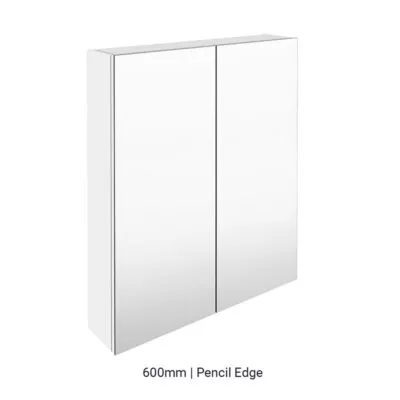 Pencil Edge MDF Gloss White 600mm X 720mm Shaving Cabinet