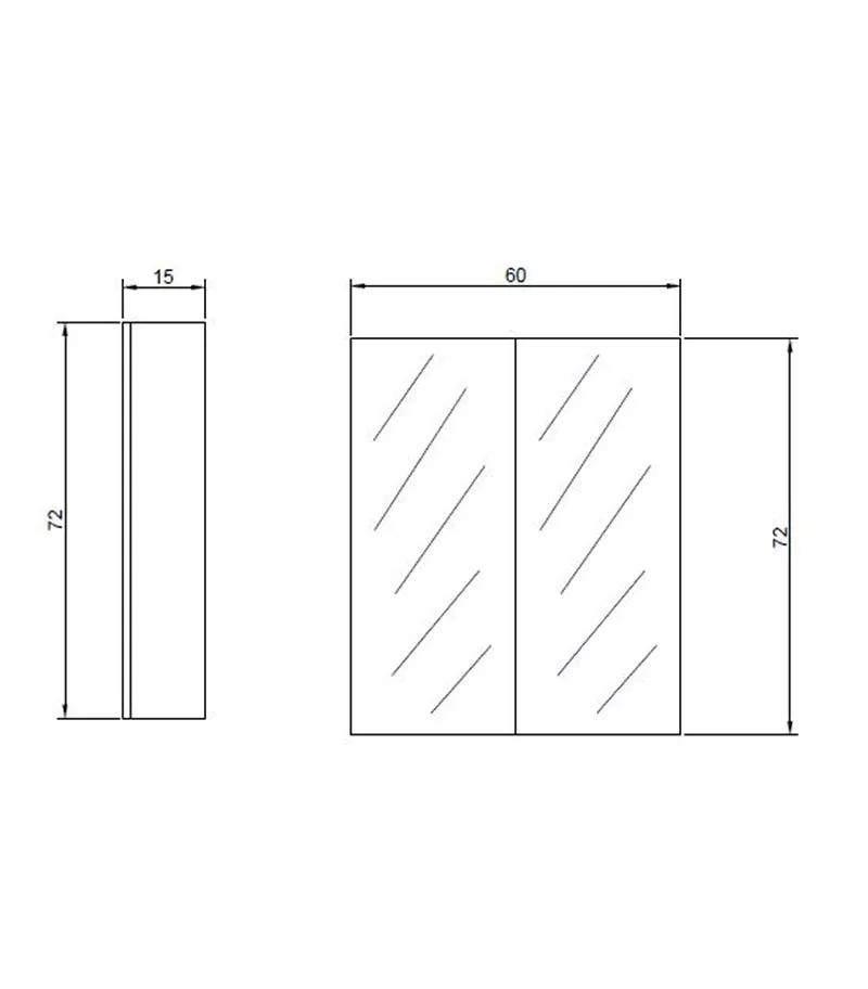 Pencil Edge MDF Gloss White 600mm X 720mm Shaving Cabinet