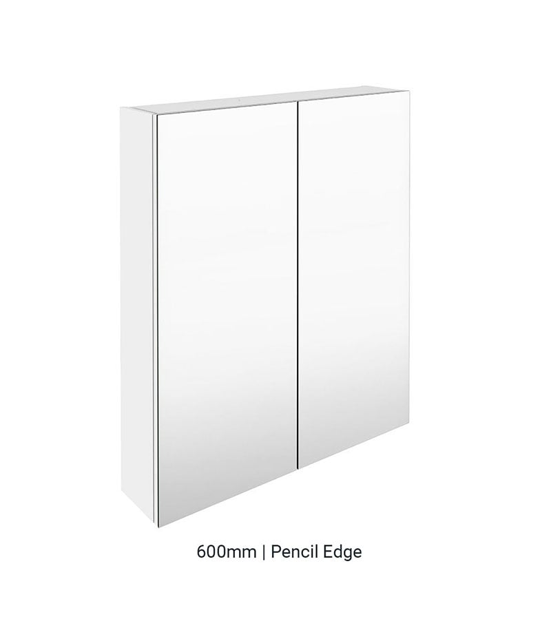 Pencil Edge MDF Gloss White 600mm X 720mm Shaving Cabinet