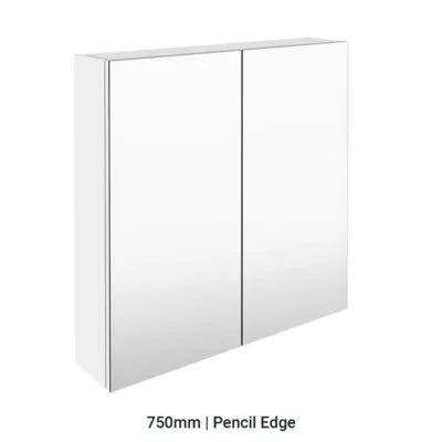 Pencil Edge MDF Gloss White 750mm X 720mm Shaving Cabinet