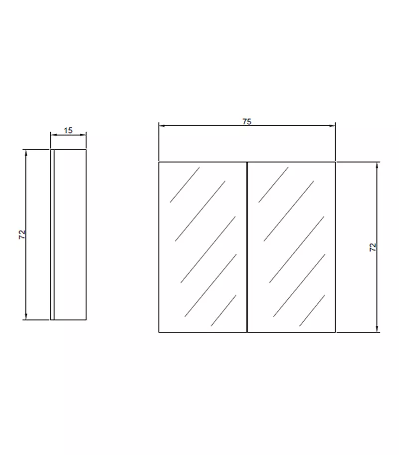 Pencil Edge MDF Gloss White 750mm X 720mm Shaving Cabinet