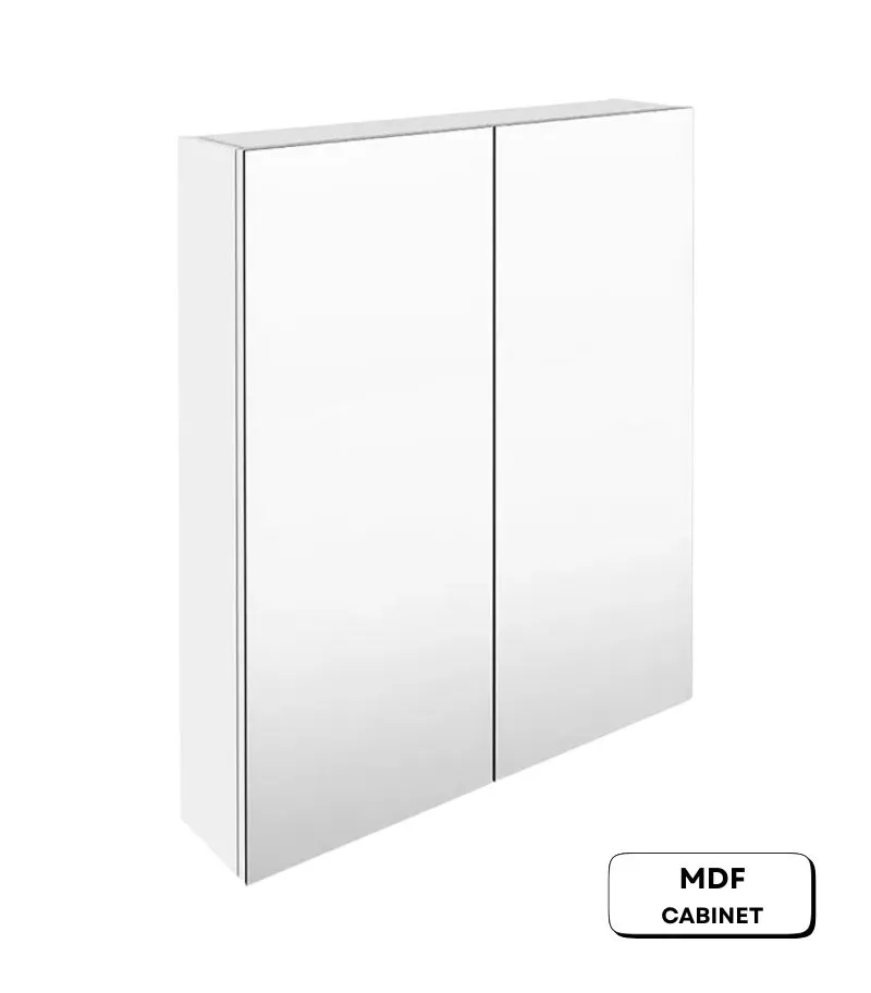 Reno 600mm Pencil Edge Gloss White MDF Shaving Cabinet