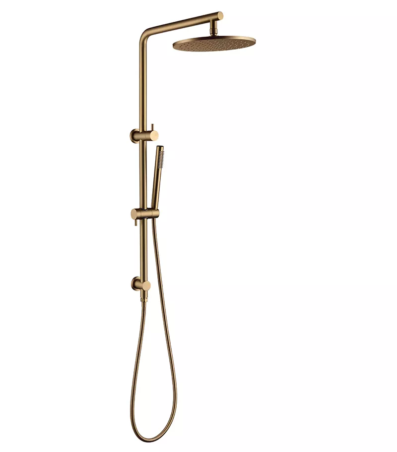 Pentro Brushed Yellow Gold Twin Shower On Rail