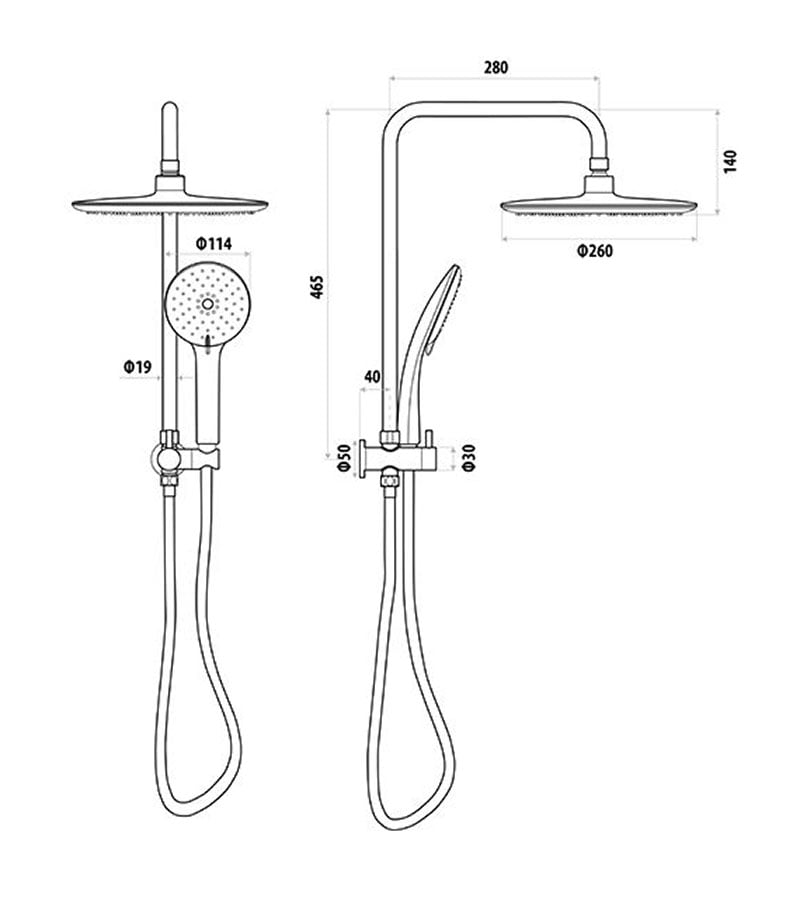 Specification For Loui Twin Shower No Rail