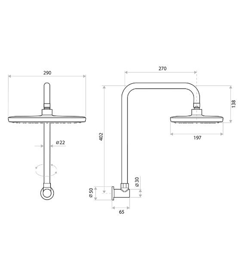 Specification For Huntingwood Self Cleaning Shower Head With Arm
