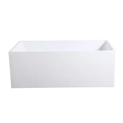 Theo Back To Wall Freestanding Bath - Gloss White