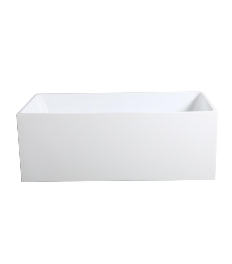 Theo Back To Wall Freestanding Bath - Gloss White