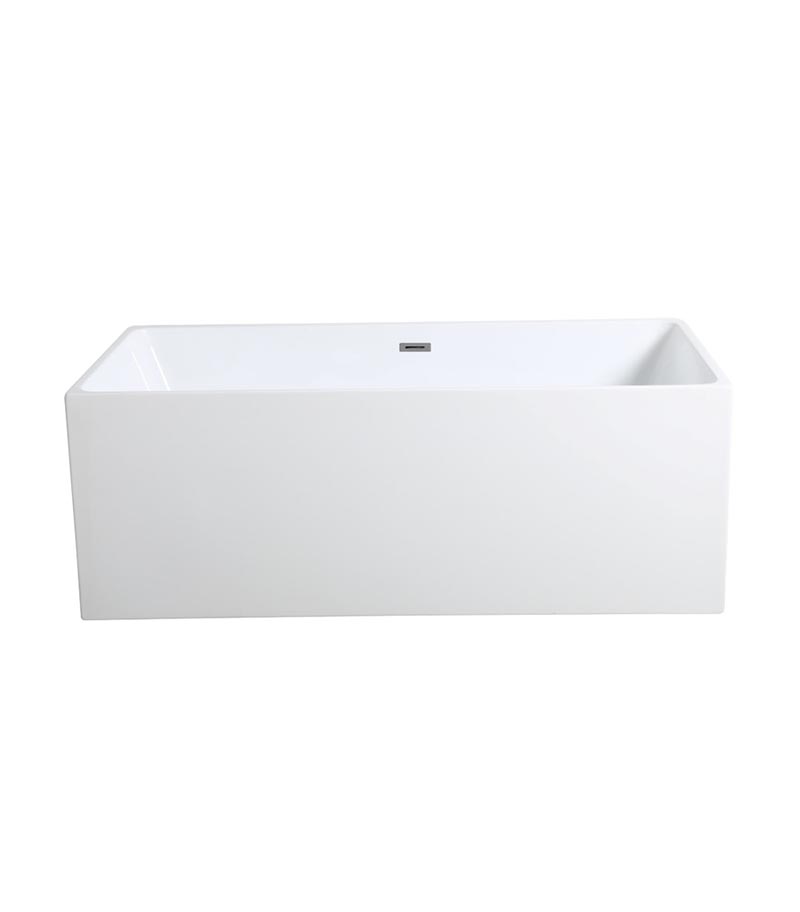 Theo Back To Wall Overflow Freestanding Bath - Gloss White