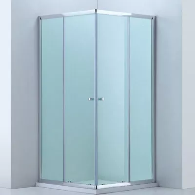 Chrome Square Sliding Door Shower Screen Open From Centre