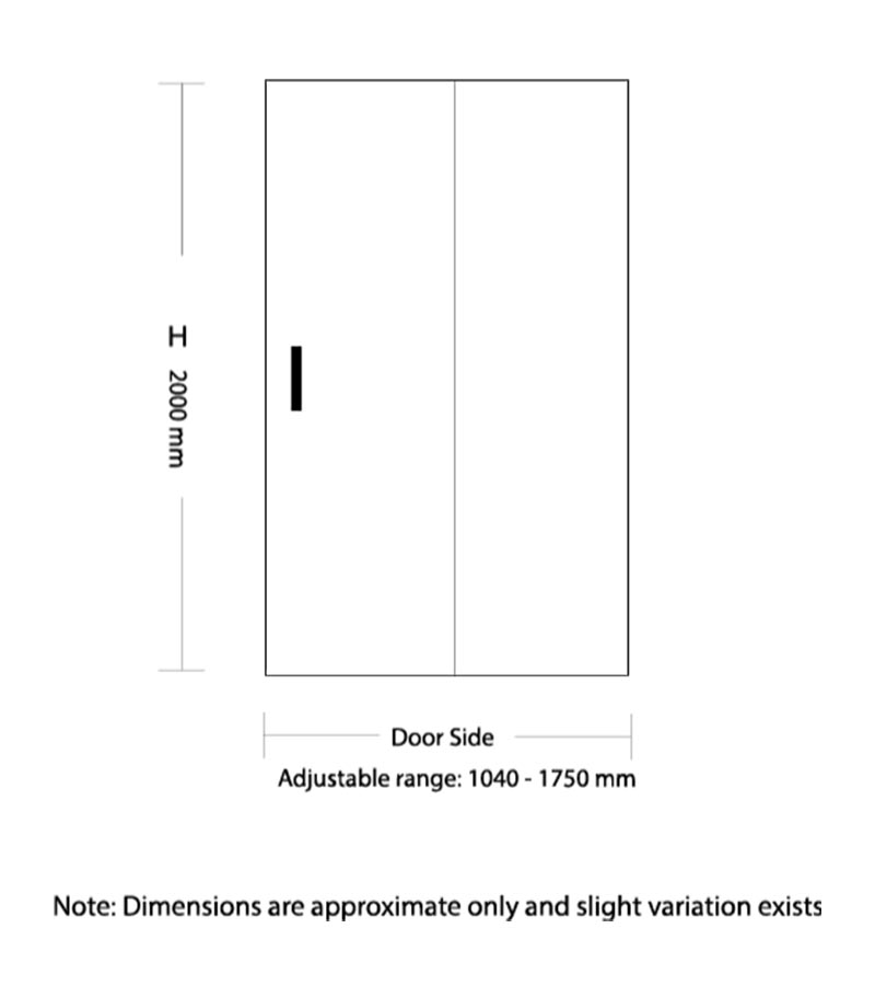 1040-1750mm Remodel Semi-Frameless Wall To Wall Shower Screen Specification