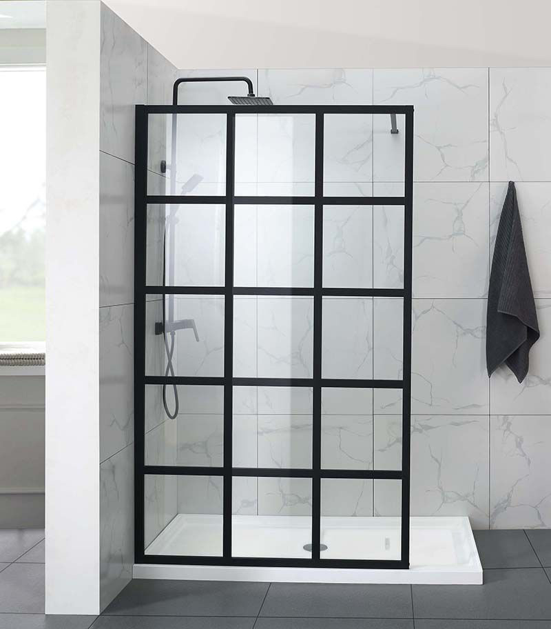 Designer Black Framed Single Panel Shower Screen