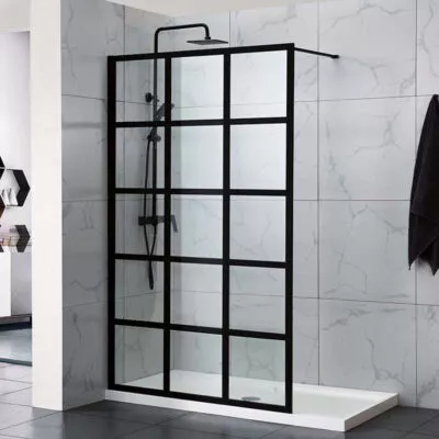 Designer Black Framed Single Panel Shower Screen