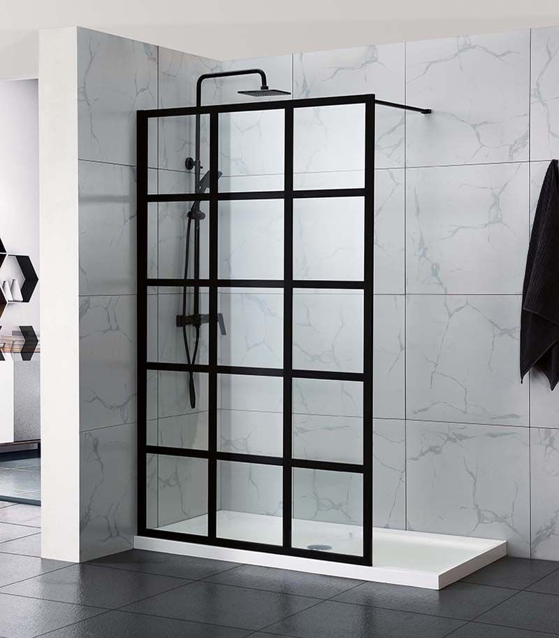 Designer Black Framed Single Panel Shower Screen