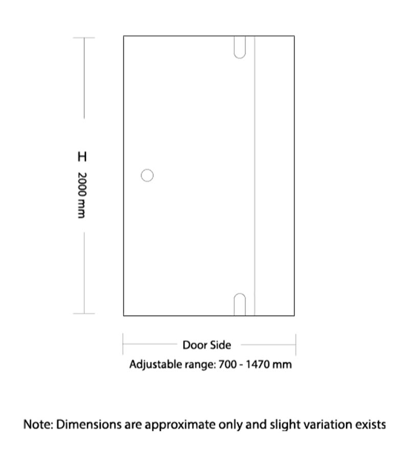 700-1470mm Semi Frameless Wall To Wall Shower Screen Specification