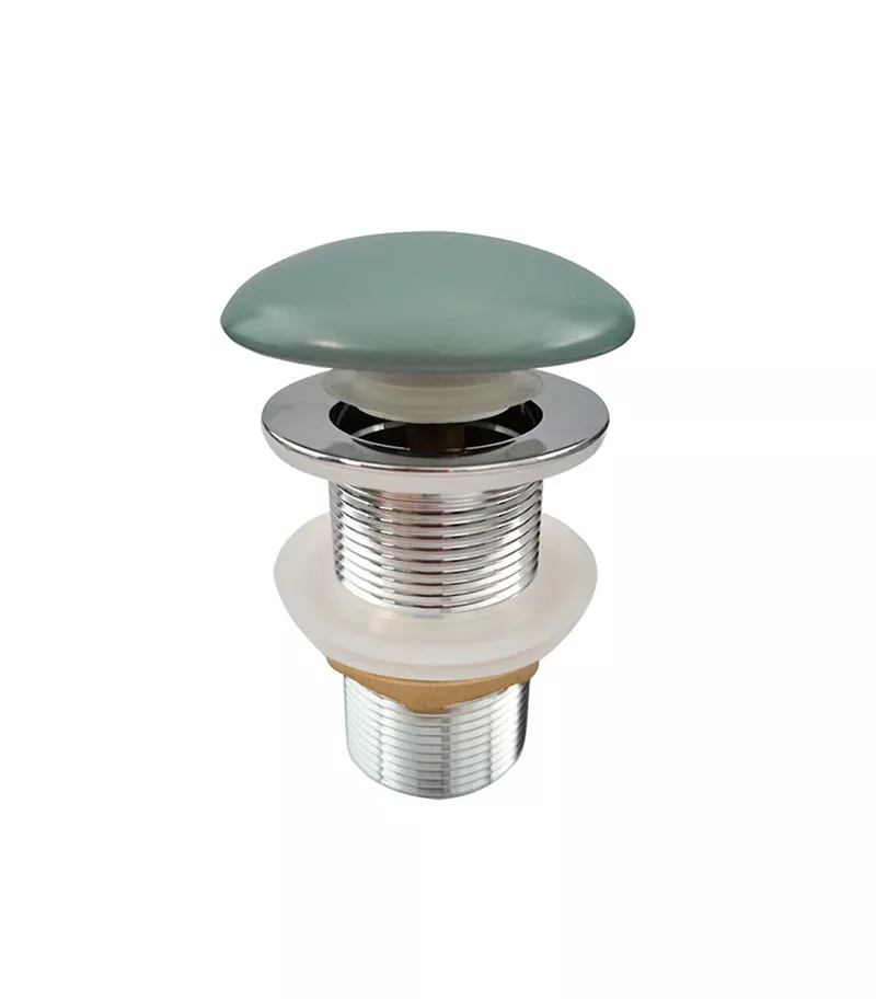 32mm Ceramic Top Pop Up Waste Non Overflow - Matt Green
