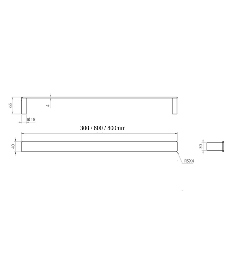 Gabe Single Towel Rail Specification