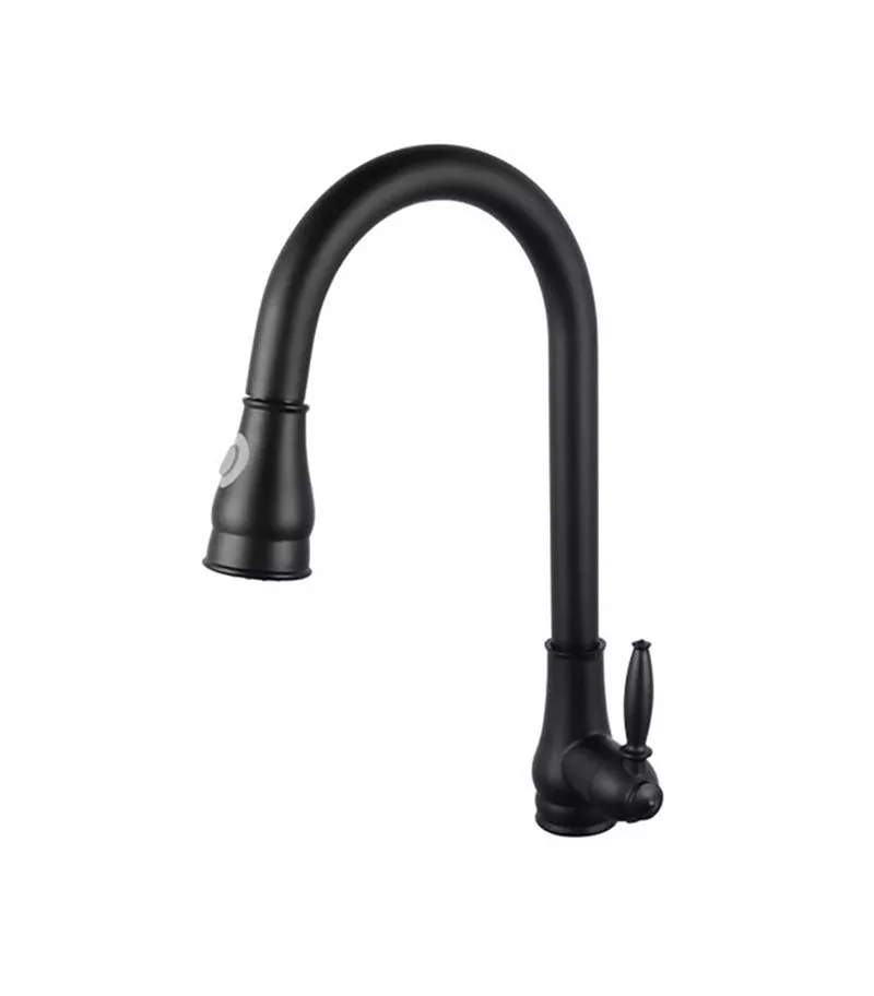 Aqua Fed Matt Black Pull Out Goosenck Kitchen Mixer