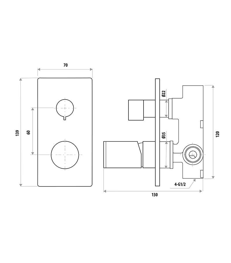 Gabe Wall Diverter Mixer Specification