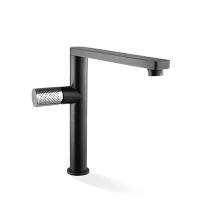 Gabe Matt Black Sink Mixer With Chrome Handle