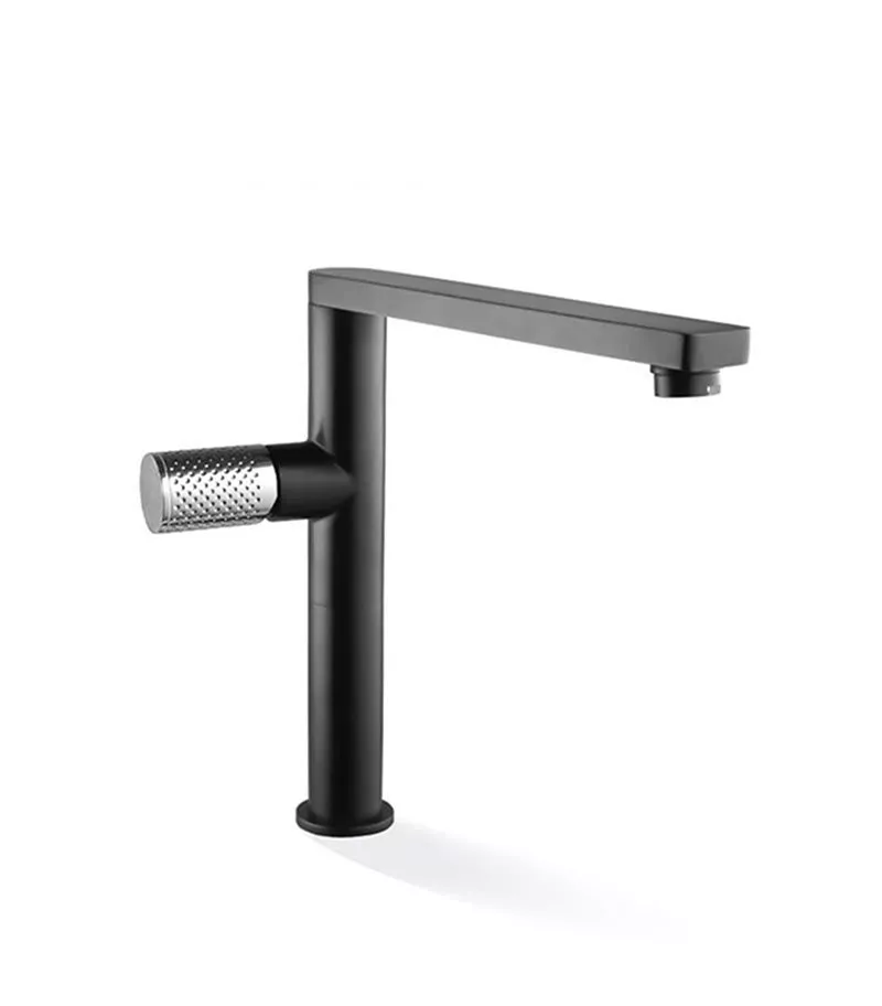 Gabe Matt Black Sink Mixer With Chrome Handle