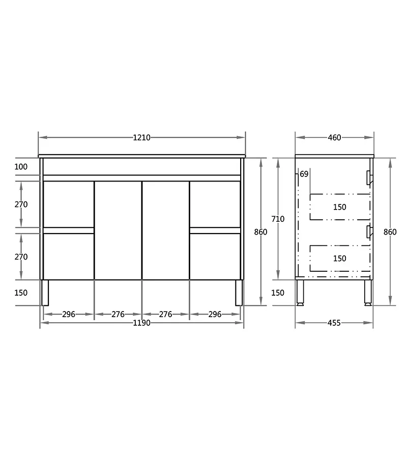 Oxley Gloss White 1200mm Single Bowl PVC Freestanding Vanity