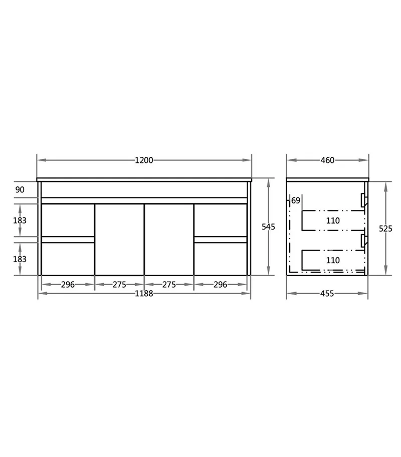 Bexley Gloss White 1200mm Single Bowl PVC Wall Hung Vanity