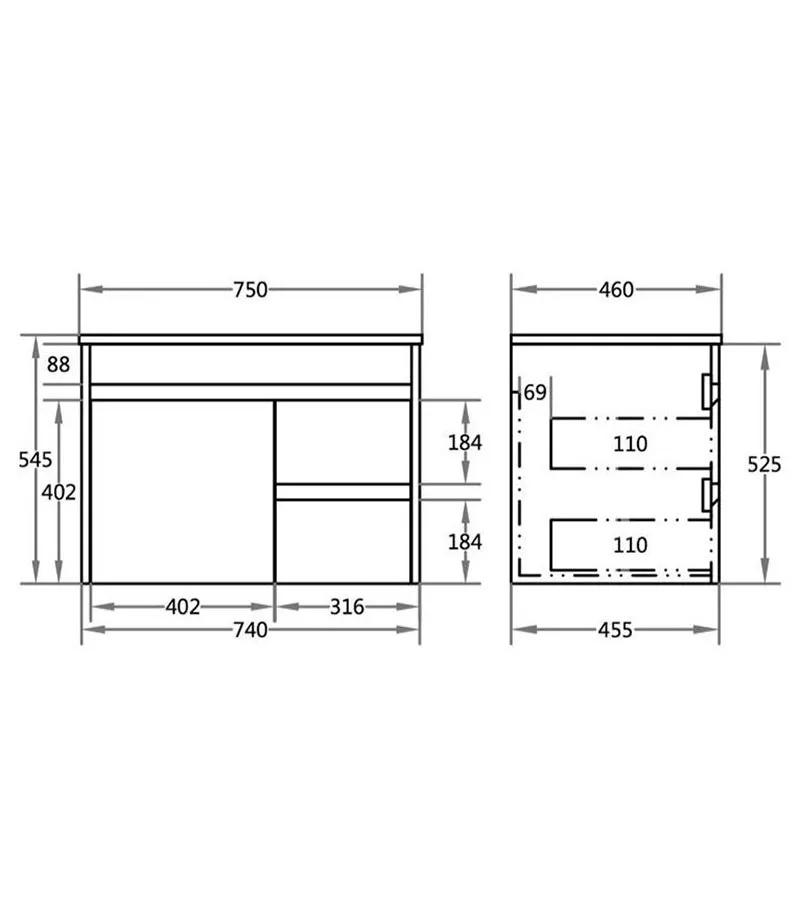 Bexley Gloss White 750mm PVC Wall Hung Vanity