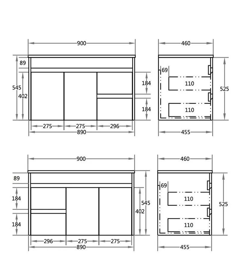 Bexley Gloss White 900mm PVC Wall Hung Vanity